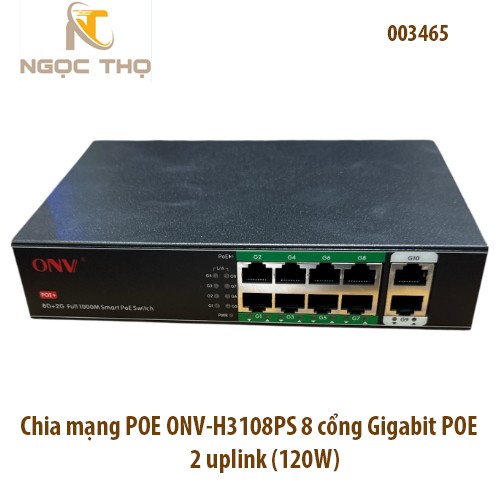 Chia mạng PoE ONV H3108PS – Switch Poe 8 PoE Gigabit + 2 Uplink Gigabit - 120W - Vỏ kim loại – Chính hãng – Full VAT