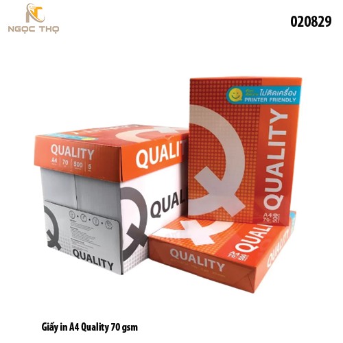 Thùng giấy in A4 Quality 70gsm – Trắng sáng, láng mịn – 5 ream/thùng (2500 tờ) – Dùng cho máy in/photocopy – Full VAT