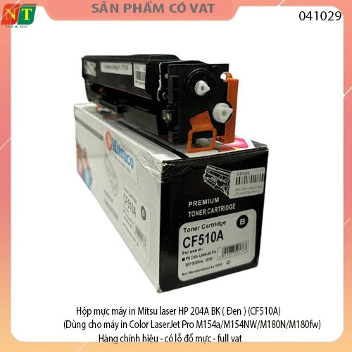 Hộp mực máy in Mitsu laser HP 204A BK ( Đen ) (CF510A) (Dùng cho máy in Color LaserJet Pro M154a/M154NW/M180N/M180fw)- H