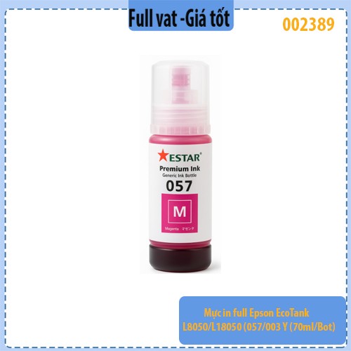 Mực in full Epson EcoTank L8050 / L18050 (057/003 M) – Magenta – 70ml/chai – Chính hiệu Estar – Full VAT