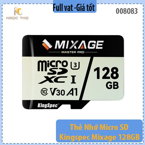 Thẻ nhớ Kingspec Mixage 128GB MicroSD – Tốc độ đọc 100MB/s, ghi 40MB/s* – Chính hãng – BH 36 tháng