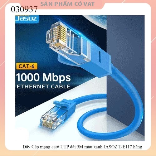 Dây Cáp mạng cat6 UTP dài 5M màu xanh JASOZ T-E117 hãng