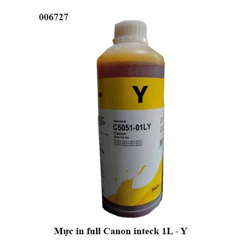 Mực in full inteck 1L – Yellow (Y) dùng cho máy in phun Canon / Brother – Mực nước (dye) – Hàng chính hiệu inteck – Full
