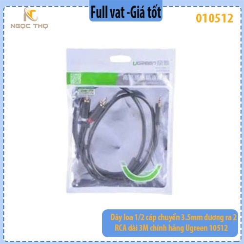 Dây Loa 1/2 Cáp Chuyển 3.5mm Dương Ra 2 RCA Dài 3M – Ugreen 10512 – Hàng Chính Hãng – Full VAT