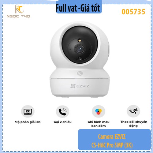 Camera EZVIZ CS-H6C Pro 5MP (3K) – Quay Quét 360° – Có Màu Ban Đêm – Đàm Thoại 2 Chiều – Chính hãng - full vat