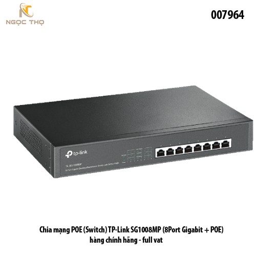 Switch PoE TP-Link SG1008MP – Chia mạng Poe - 8 cổng Gigabit PoE+ | Tổng công suất 126W | Vỏ kim loại – Chính hãng