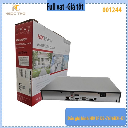 Đầu Ghi Camera IP Hikvision DS-7616NXI-K1 – 16 Kênh – Hỗ Trợ 1 Ổ Cứng 10TB – AI Thông Minh – Chính Hãng – Full VAT