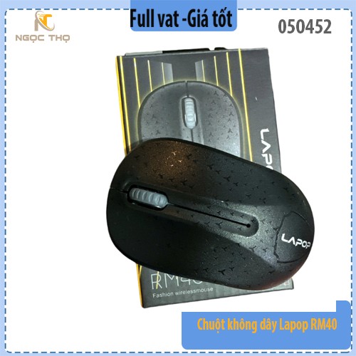 Chuột không dây LAPOP RM40 đen – 2.4GHz, 1000 DPI, 10m – Giá tốt – Full VAT – BH 24 tháng