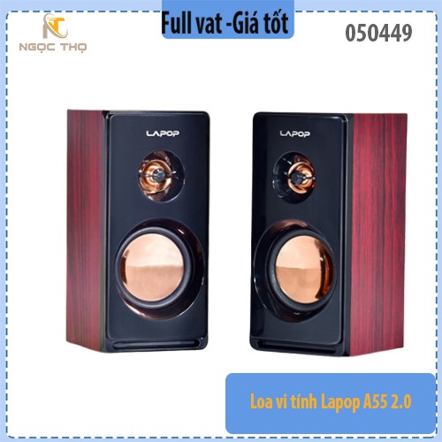 Loa vi tính LAPOP A55 2.0 – USB cấp nguồn, jack 3.5mm – Âm thanh sống động – Hàng chính hiệu, Full vat