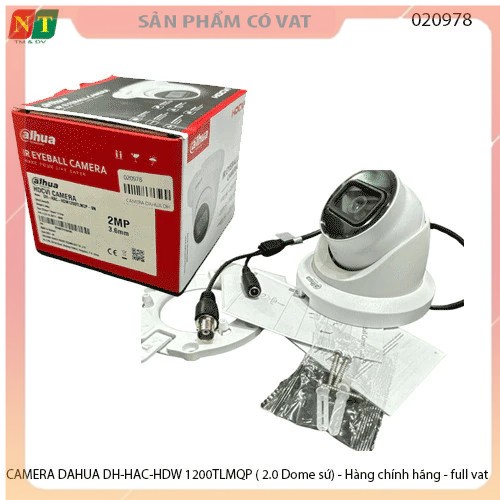 CAMERA DAHUA DH-HAC-HDW 1200TLMQP ( 2.0 Dome sứ) - Hàng chính hãng - full vat