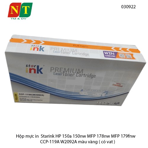 Hộp mực in Starink HP 150a 150nw MFP 178nw MFP 179fnw CCP-119A W2092A màu vàng -full vat