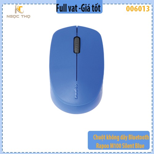 Chuột không dây Bluetooth Rapoo M100 Silent Blue – 2.4GHz + Bluetooth 4.0 – Silent Click – Hàng chính hãng – Full VAT