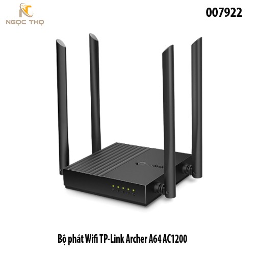 Bộ Phát WiFi TP-Link Archer A64 – Router WiFi Tplink AC1200 Dual Band – MU-MIMO,  4 Ăng-ten – LAN/WAN Gigabit