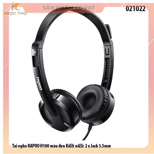 Tai nghe RAPOO H100 màu đen Kết nối: 2 x Jack 3.5mm - hàng chính hãng - full vat