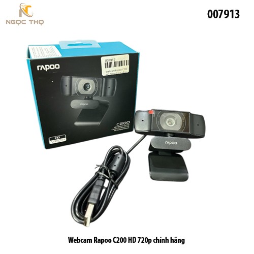 Webcam Rapoo C200 – HD 720p, mic giảm nhiễu, góc rộng 89°, xoay 360° – Plug & Play – Chính hãng – Full VAT