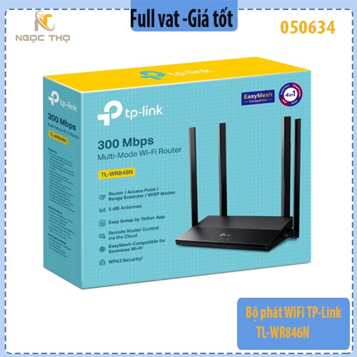 Bộ phát WiFi TP-Link TL-WR846N – Router WiFi 300Mbps – 4 Anten – EasyMesh – Chính Hãng – Full VAT