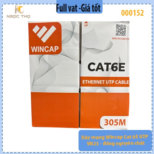 Dây Mạng Wincap Cat 6E UTP VN23 – Đồng Nguyên Chất – 305M – Màu Xanh – Chính Hãng - ( giá tính theo cuộn = 305m