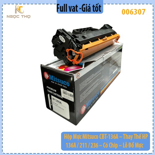 Hộp Mực Mitsuco CBT-136A – Thay Thế HP 136A / 211 / 236 – Có Chip – Lỗ Đổ Mực – Bản In Đậm Nét – Hàng Chính Hiệu