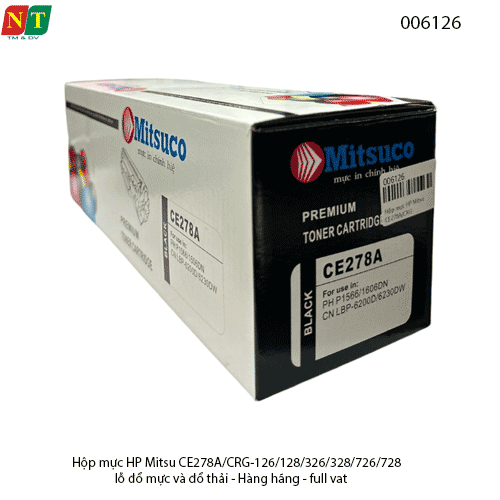Hộp mực Mitsuco CE278A (78A) – tương thích CRG-126/128/326/328/726/728 –  Có lỗ đổ mực - chính hiệu - full vat