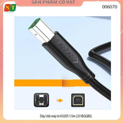 Dây Usb máy in VU205 1.5m 2.0 VEGGIEG - Cáp Usb máy in VU205 1.5m 2.0 VEGGIEG - Full vat