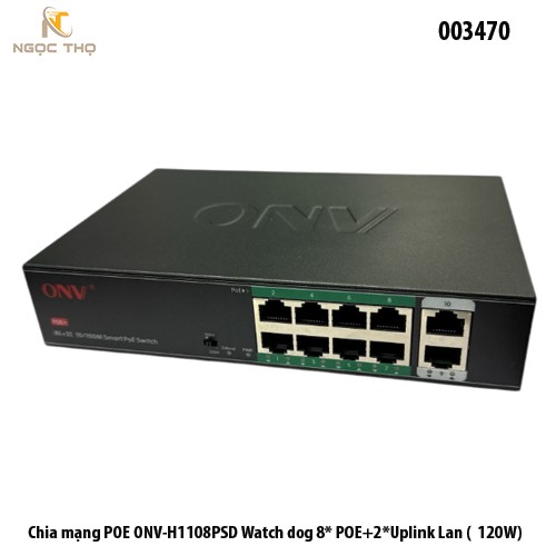 Switch PoE ONV-H1108PLS – Bộ Chia Mạng 8 Cổng 10/100Mbps – Chuẩn IEEE 802.3af/at – Vỏ Thép – Hàng Chính Hãng