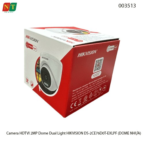 Camera HDTVI 2MP Dome Dual Light HIKVISION DS-2CE76D0T-EXLPF- Hàng chính hãng - Full vat