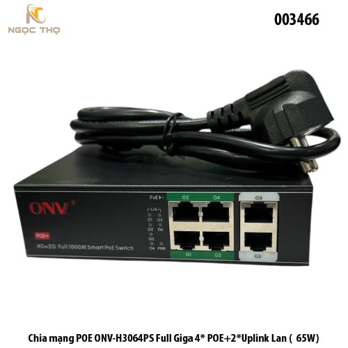 Chia mạng POE ONV-H3064PS – Full Giga 4POE + 2Uplink Lan (65W) – Chính Hãng – Full VAT