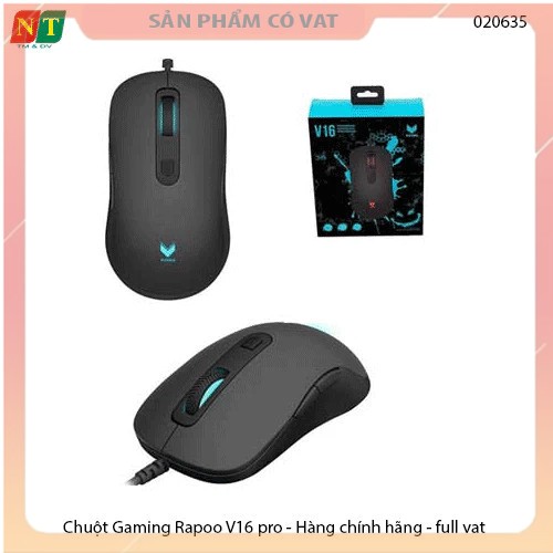 Chuột máy tính có dây gaming Rapoo V16 RGB Black- Hàng hãng- Full Vat