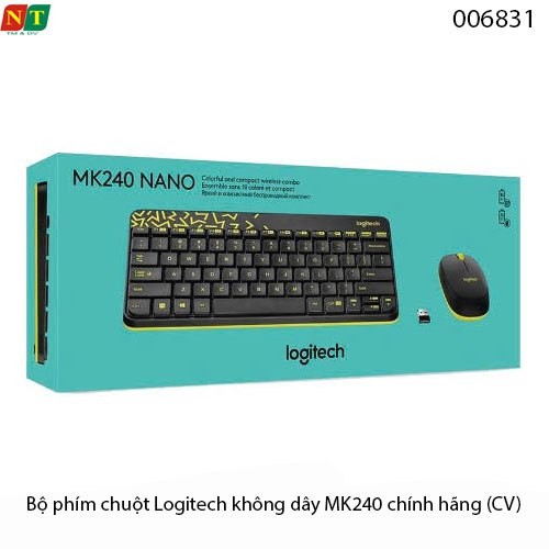 Bộ Phím Chuột Logitech MK240 Không Dây – Đen lục nhạt - Thiết Kế Nhỏ Gọn – Chính Hãng – Full VAT