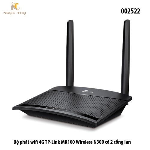 Bộ Phát WiFi 4G LTE TP-Link TL-MR100 – Router WiFi 300Mbps – Khe Cắm SIM 3G/4G – 2 Ăng-ten Ngoài – Hỗ Trợ 32 Thiết Bị