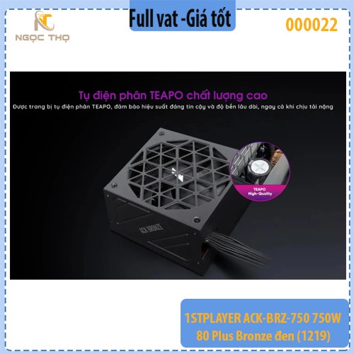 Nguồn Máy Tính FIRST PLAYER ACK-BRZ-750 750W (80 Plus Bronze) – Đen – Chính hãng – Full VAT