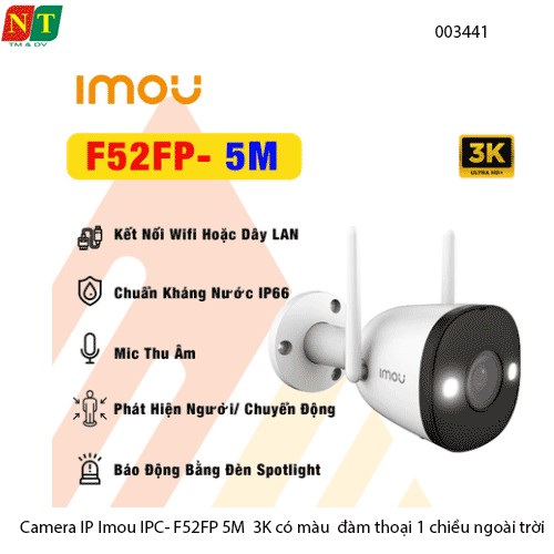 Camera WiFi Ngoài Trời IMOU IPC-F52FP – 5MP (3K), Full Color, Thu âm – Chính hãng – Full VAT