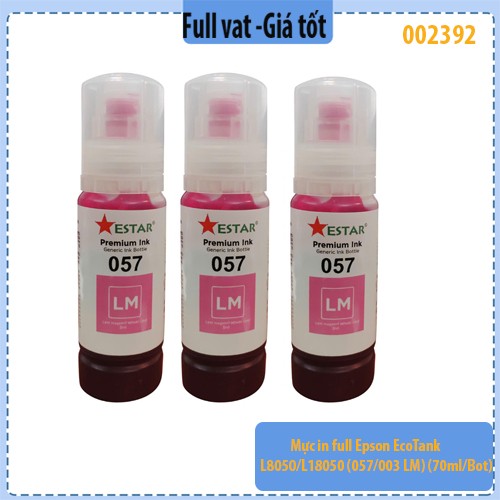 Mực in full Epson EcoTank L8050/L18050 (057/003 LM) – Light Magenta – 70ml/chai – Chính hiệu Estar – Full VAT