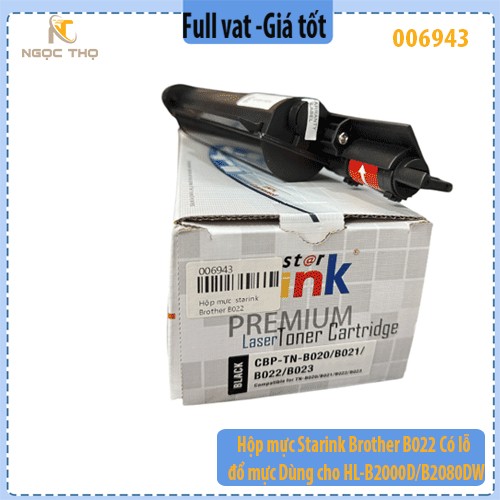 Hộp mực Starink Brother B022 – Có lỗ đổ mực – Dùng cho HL-B2000D/B2080DW… – Full VAT