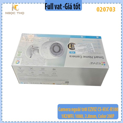 Camera Wi-Fi ngoài trời EZVIZ CS-H3C-R100-1K2WFL – 2MP 1080p, màu ban đêm, IR 30m, IP67 – Chính hãng – Full VAT – BH 24T