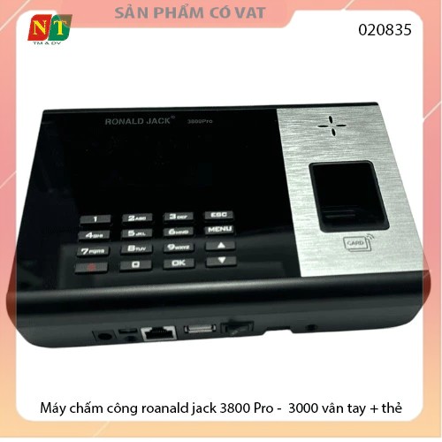 Máy chấm công roanald jack 3800 Pro -  3000 vân tay + thẻ  - full vat - Hỗ trợ cài qua untra