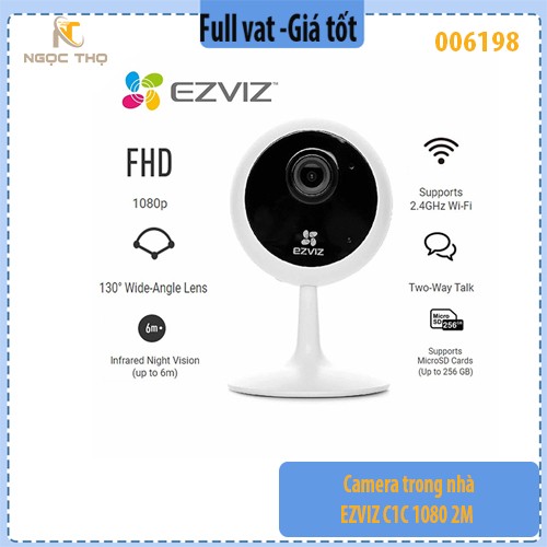 Camera Wifi Trong Nhà EZVIZ C1C 1080P – 2MP, H.265, Đàm Thoại 2 Chiều, Hồng Ngoại Ban Đêm – Chính Hãng, Full VAT