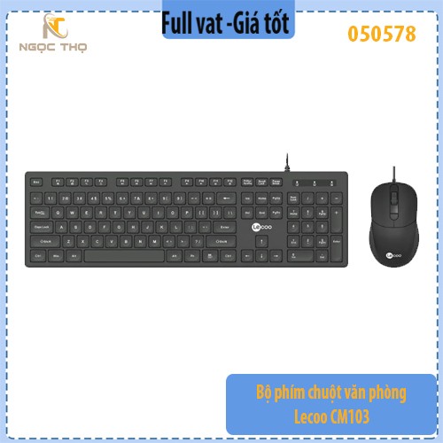 Bộ phím chuột văn phòng Lecoo CM103 – Chính Hãng – Gõ Êm – Chống Nước Nhẹ – Cắm Là Dùng –  Có dây - Full  VAT