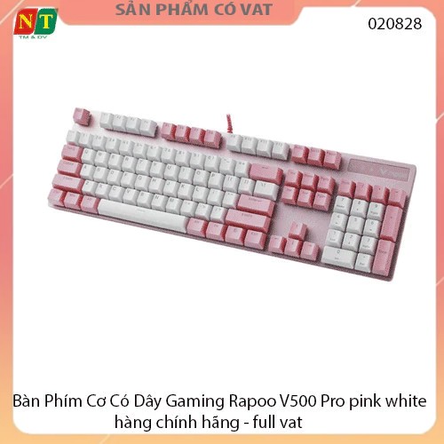 Bàn Phím Cơ Có Dây Gaming Rapoo V500 Pro pink white - hàng chính hãng - full vat