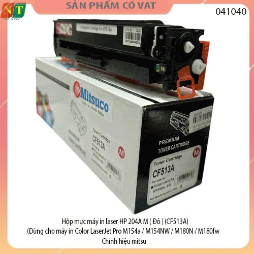 Hộp mực máy in laser Mitsu HP 204A M ( Đỏ ) ( CF513A ) (Dùng cho máy in Color LaserJet Pro M154a/M154NW/M180N/M180fw)
