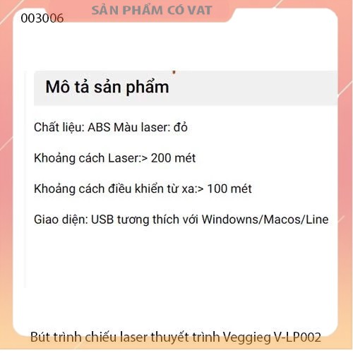 Bút trình chiếu laser thuyết trình Veggieg V-LP002 - Hàng chính hãng - Full vat