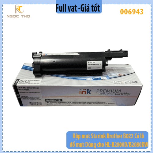 Hộp mực Starink Brother B022 – Có lỗ đổ mực – Dùng cho HL-B2000D/B2080DW… – Full VAT