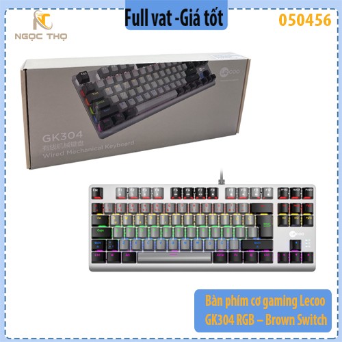 Bàn phím cơ gaming Lecoo GK304 RGB – Brown Switch – TKL 87 phím – Xám đen cá tính – Hàng chính hãng – Full VAT