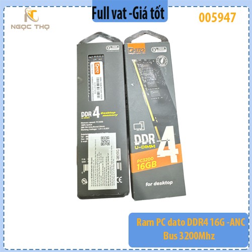 RAM PC DATO DDR4 16GB – Bus 3200MHz – 1.2V – chính hãng | full VAT
