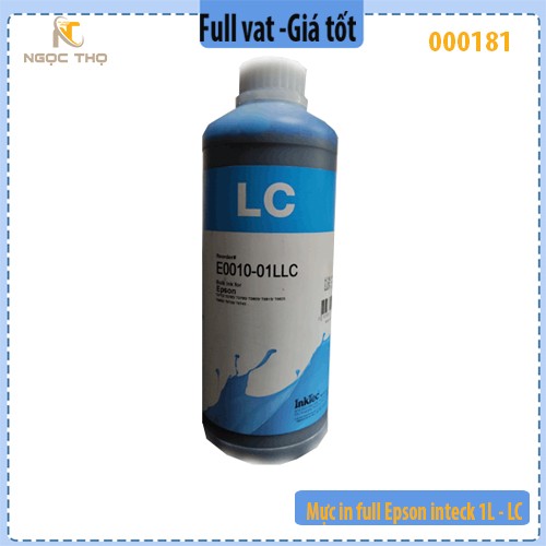 Mực in full InTeck 1L – Màu xanh nhạt - LC - dùng cho máy in phun Epson - Chính hiệu Inteck- Full vat