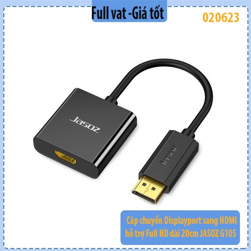 Bộ chuyển đổi – Cáp chuyển DisplayPort sang HDMI hỗ trợ Full HD 20cm JASOZ G105 (có chipset) – Chính hãng – Full VAT