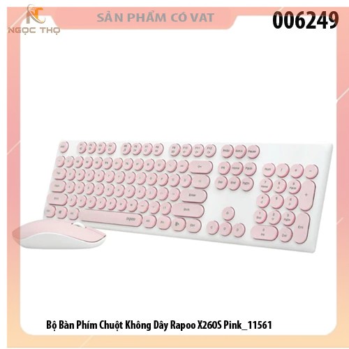 BỘ BÀN PHÍM CHUỘT KHÔNG DÂY RAPOO X260S - PINK - hàng chính hãng - full vat