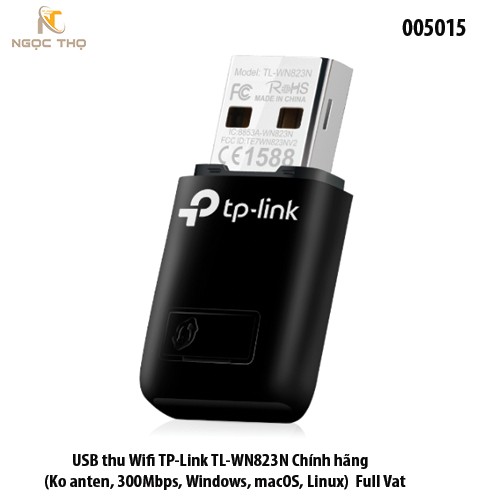 USB Thu WiFi TP-Link TL-WN823N – 823N - Chuẩn N 300Mbps – Mini Nhỏ Gọn – Không Ăng-ten – Hỗ Trợ Windows/macOS/Linux