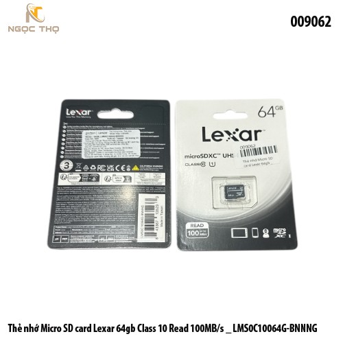 Thẻ nhớ MicroSD Lexar 64GB Class 10 – 100MB/s (LMS0C10064G-BNNNG) – Hàng chính hãng – Full VAT