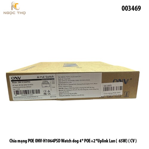Chia mạng POE ONV-H1064PSD – Switch Poe 4 cổng POE + 2 Uplink Lan (65W) – Chính Hãng – Full VAT